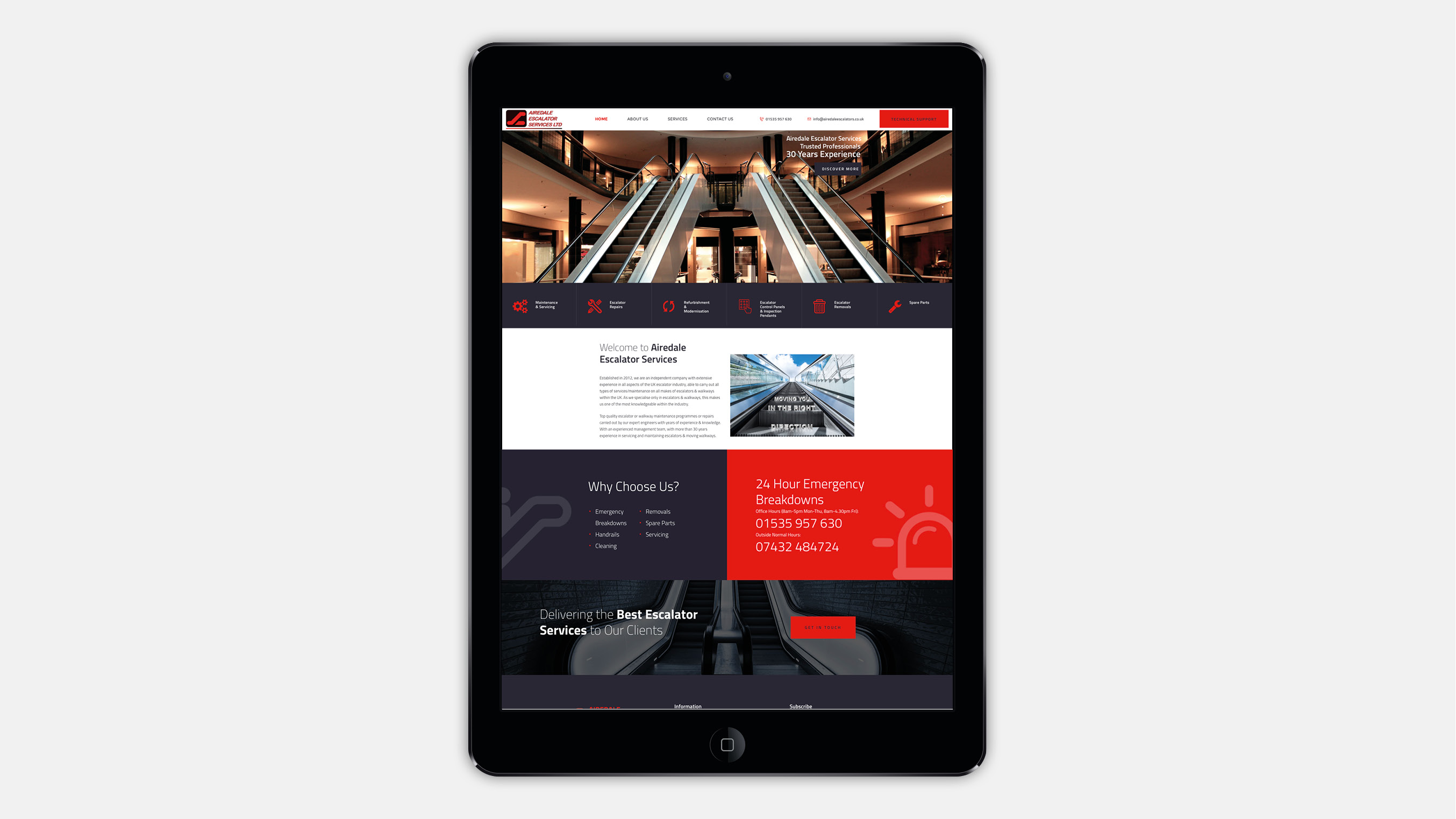 Airedale escalators web design yorkshire